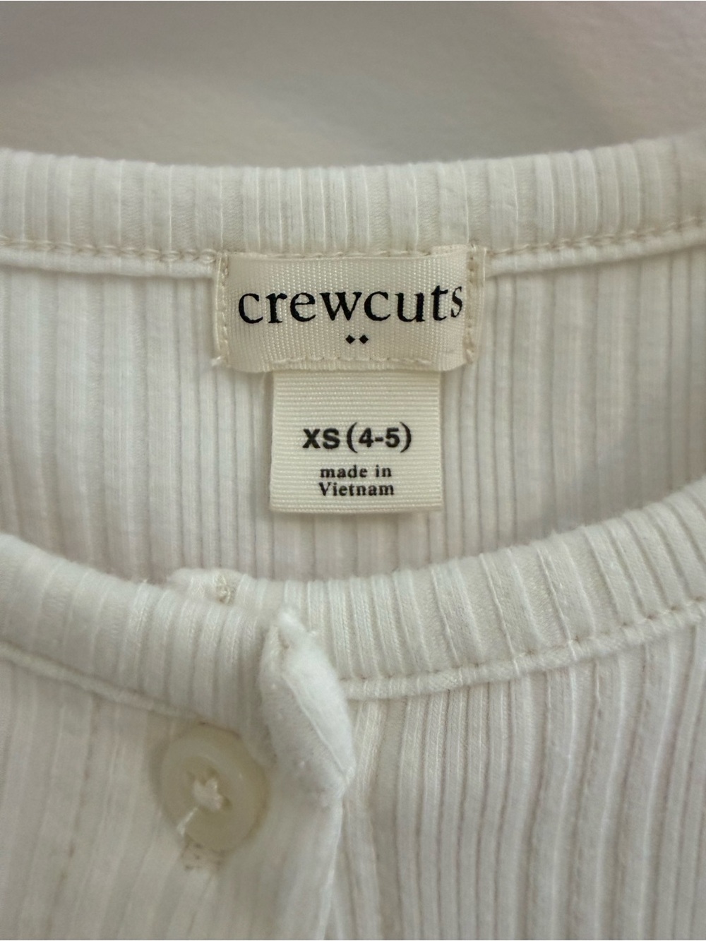 Crewcuts Off-White Ribbed Button-Front Top 4/5 - Picture 2 of 3
